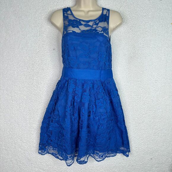 BB Dakota Lace Dress Sz 2 Royal Blue Fit & Flare Cocktail Party Wedding Guest - Picture 15 of 15
